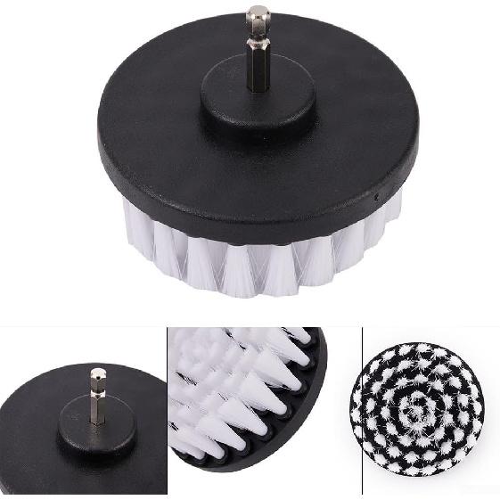 4Inch Drill Brush Attachment, 1/4'' Drill Bit Car Detailing Scrubbing Brush, Pneumatic Scrubber Stiff Brushes for Cleaning Carpet & Leather, Car,