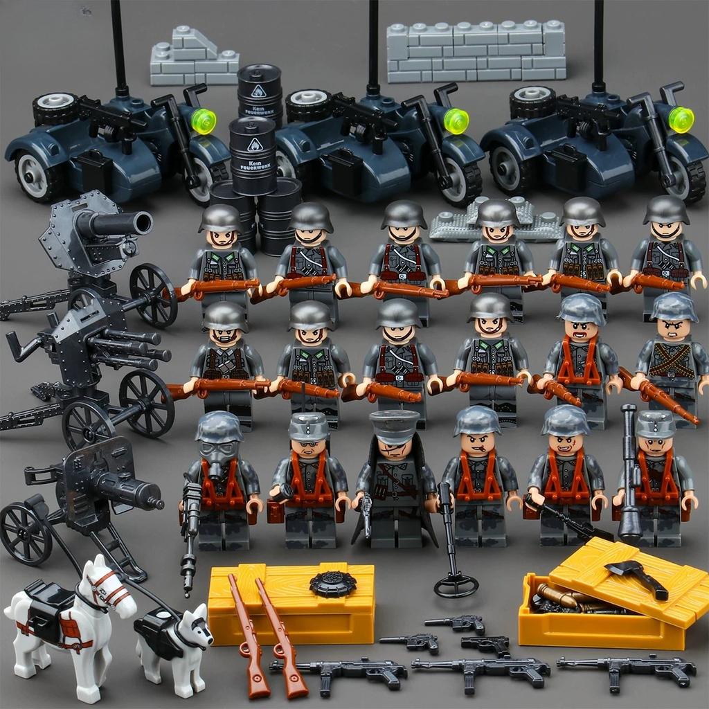 Mini Plastic Toy Assembled Building Blocks Military Base Toy Soldier Weapon Military