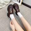 Niche British small leather shoes women's 2025 spring new retro thick heel belt buckle loafers heightening fashion single shoes