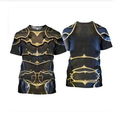 Summer Men 3d Printed Personality Retro Handsome Armor Medieval Knight Round Neck Short Sleeve Loose Casual Plus Size Top