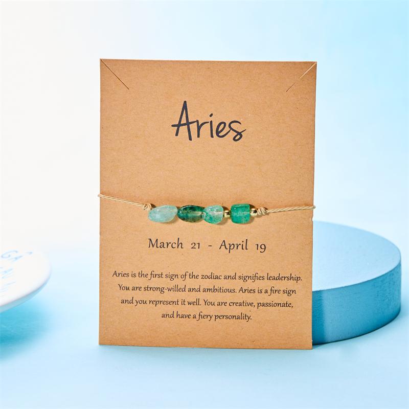 12 Constellation Sign Natural Birth Stone Handmade Bracelet for Women Kids Aries Leo Braid Bracelet  Birthday Gift