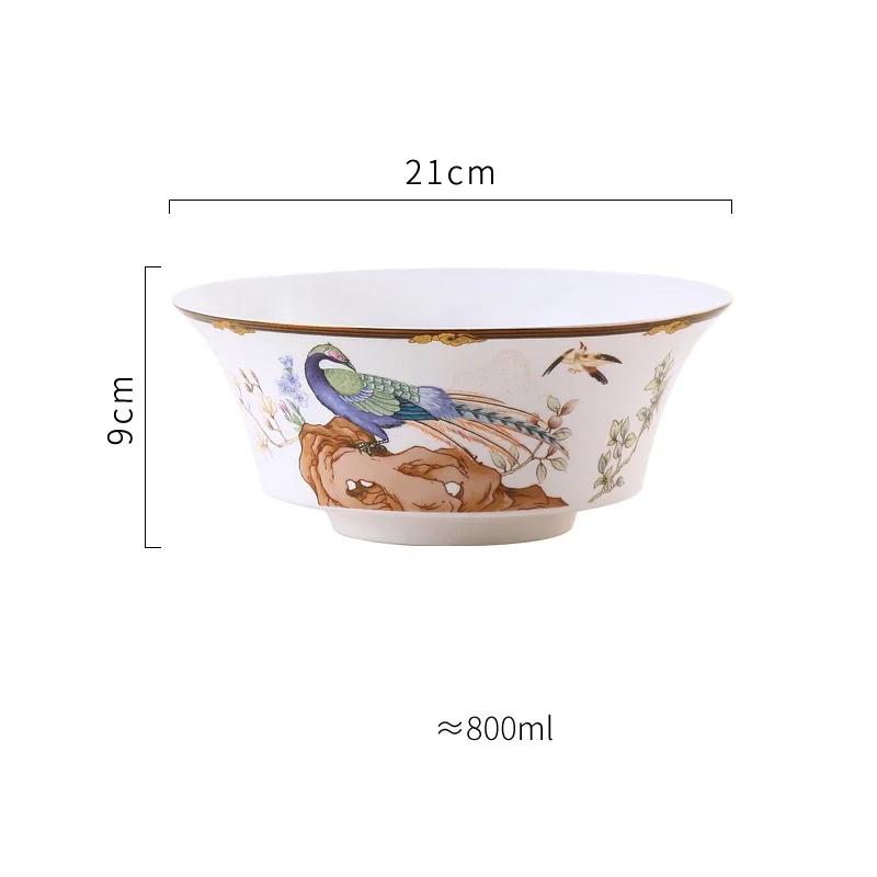 Light Luxury Ceramic Plate White Bird Blessing Style Western Dining Plate High End Tableware Set Salad Dishes Serving Tray