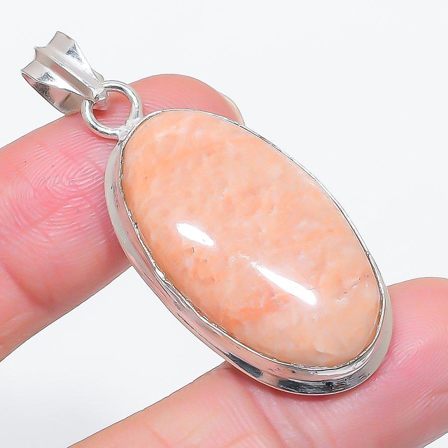 Natural Orange Aventurine 925 Sterling Silver Jewelry Pendant 1.97" Y6t96