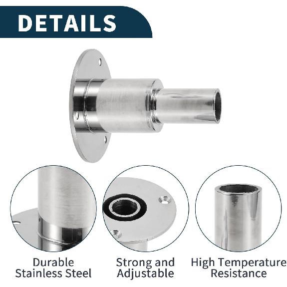 Thru Hull Exhaust Skin Fitting Straight Outlet Exhaust Tube Pipe Socket Hardware Kit Exhaust Fitting Gasket Screw 1 Set 0.94" OD Stainless Steel