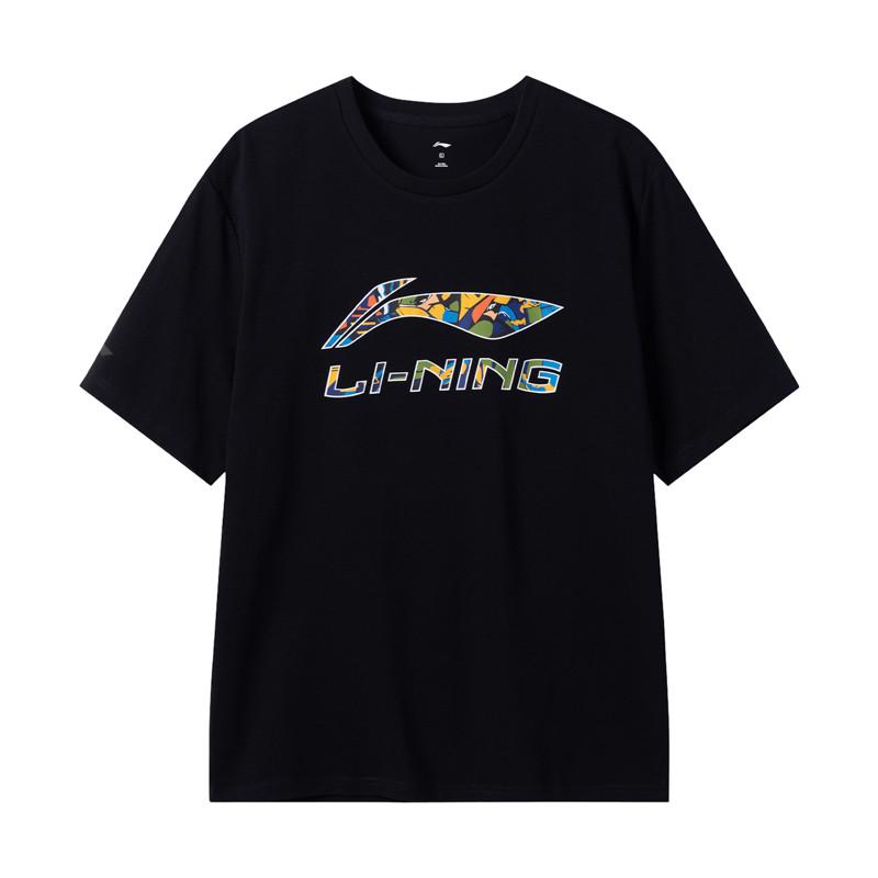 Li Ning T Shirts Men s Black Crew Neck AHSW843-1 4XL