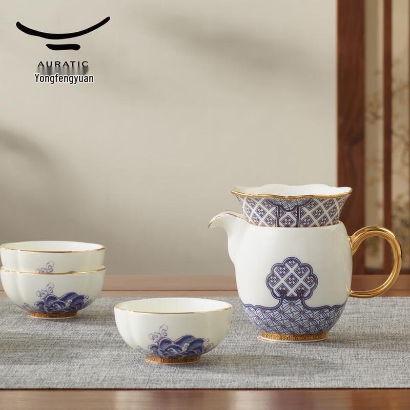 Yongfengyuan Mr. Porcelain 'Peace & Prosperity' 8-Piece Ceramic Tea Set