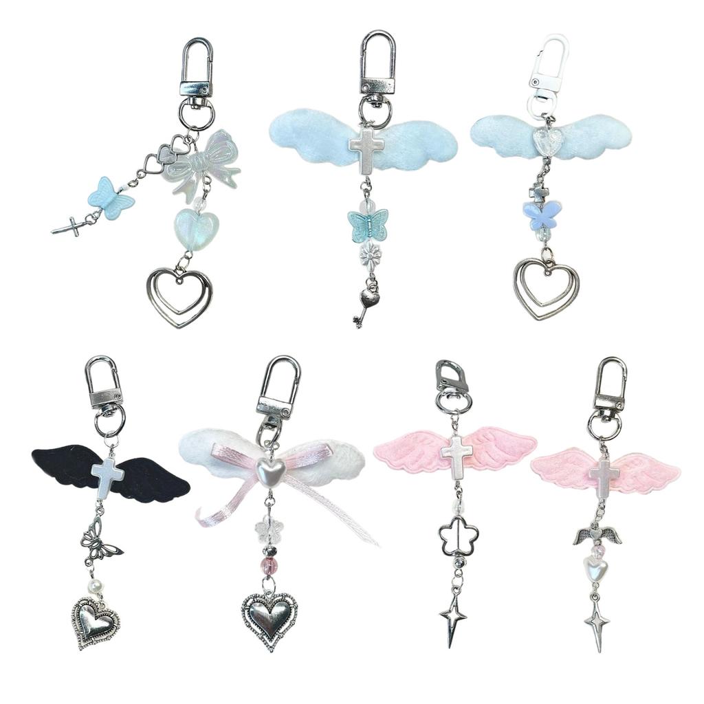 Handmade Beaded Phone Chain Wing Heart Bowknot Pendant Phone Chain Bag Charm Stylish Accessory for Fashion Enthusiasts