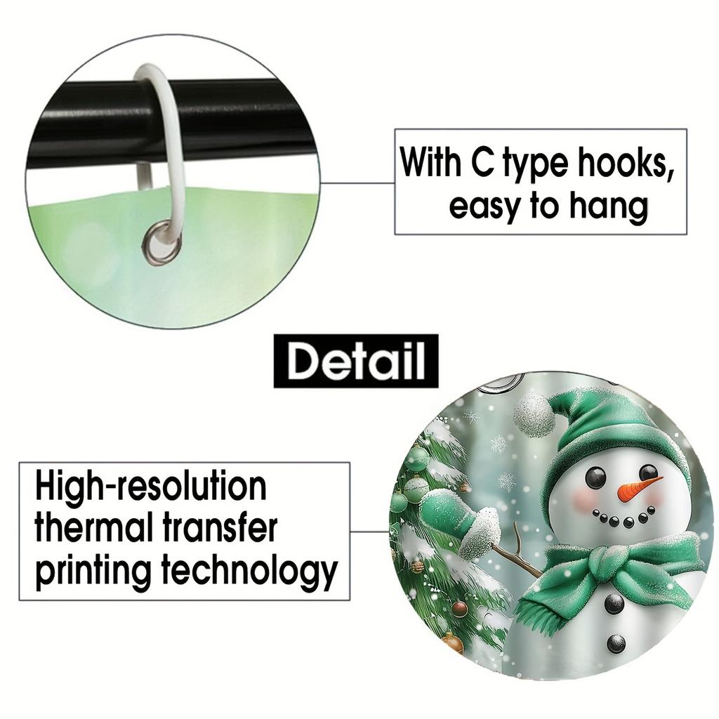 4Pcs Bathroom Shower Curtain Set Merry Christmas Winter Print Bathroom Curtain With 12 Hooks Non Slip Rugs Toilet Cover Mat Bathroom Partition