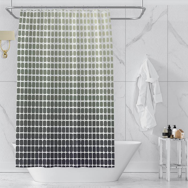 Creative Simple Digital Print Shower Curtain Waterproof Polyester Bathroom Curtain