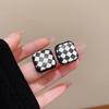 Silver needle black and white checkerboard stud earrings femininity retro niche design earrings new ear jewelry