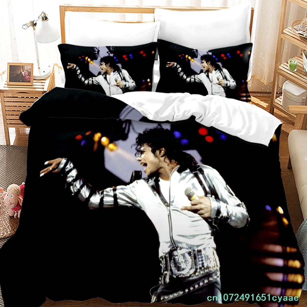 Michael Jackson Ensemble de Literie Simple Jumeau Complet Queen King Size Génie Musical Ensemble de Lit Chambre d'Adolescent Housses de Couette 015 EU single(135x200cm) rose