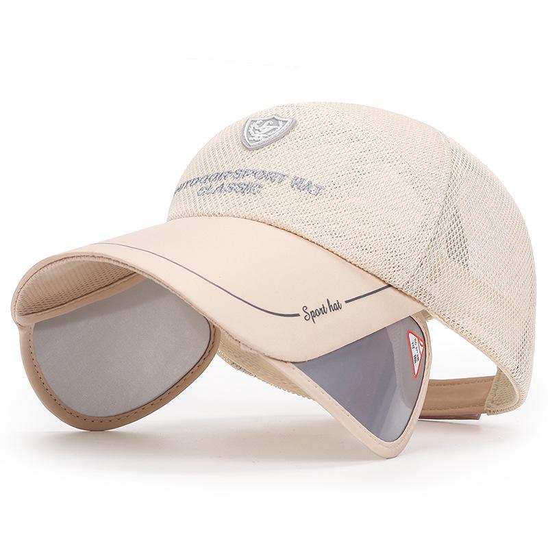 Unisex Summer Mesh Cap with Extended Telescopic Brim for Outdoor Sun Protection