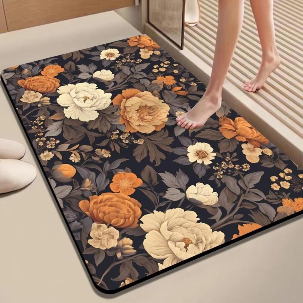 Diatom Printing Bathroom Thickening Mat Bath Non-slip Carpets In Wash Basin Bathtub Side Floor Rug Shower Room Doormat Memory Foam 3D Pad