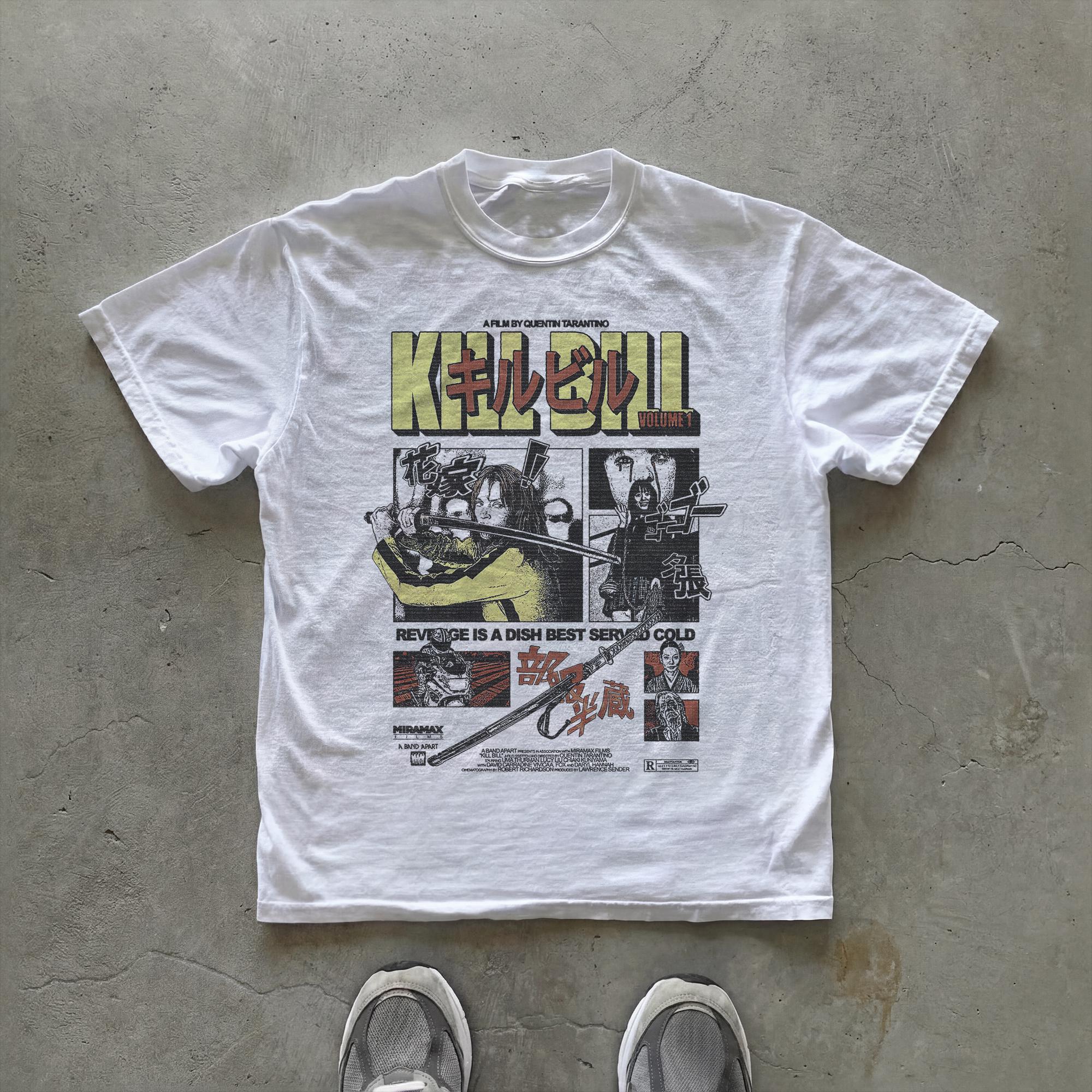 

Kill Bill Japanese Version Pattern Tshirt Retro Comic Style Revenge Tshirt Movie Poster Tshirt Japanese Retro Game Culture S