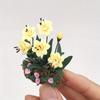 1pcs 1:12Resin Yellow Painting Crafts Miniature Scene Ornaments Pocket Furniture Arrangement Garden Scene Flowers and Greenery Potted Plants