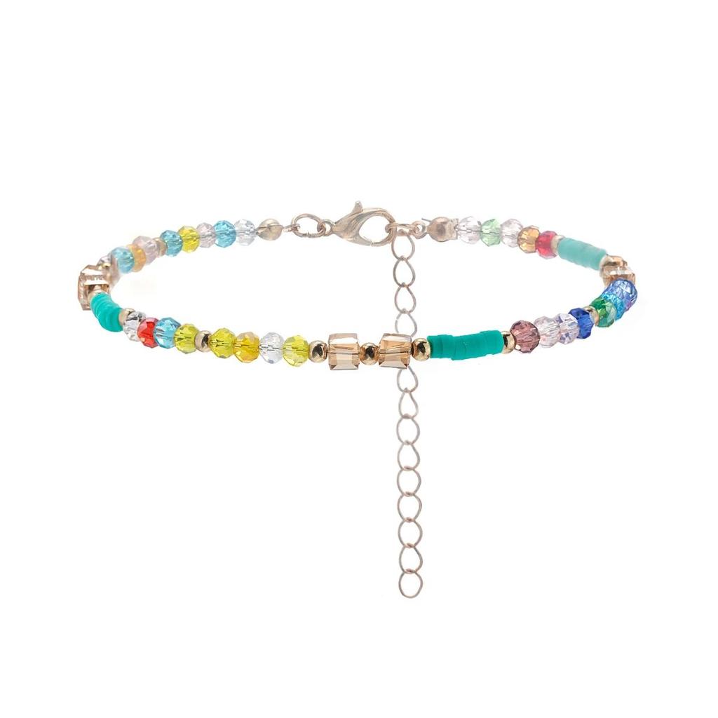 European and American simple fashion beach Bohemian style personality contrast color beaded ladies anklet