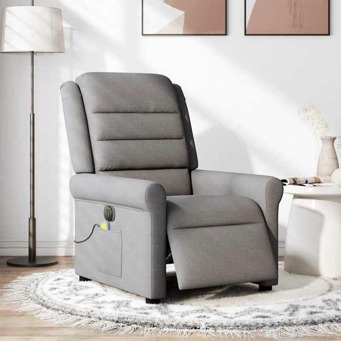 VidaXL Electric Reclining Massage Armchair Taupe Fabric 3303311