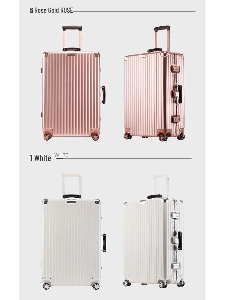 Retro Aluminum Frame Trolley Suitcase with Universal Wheels - Available in 20", 24", 26", 28" for Men and Women