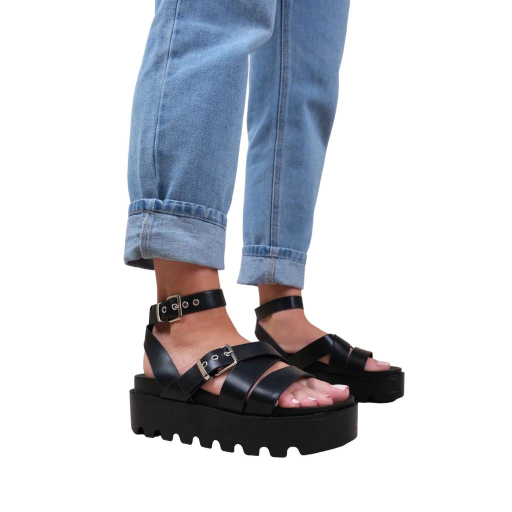 Where's That From Womens/Ladies Layla Buckle Wide Platform Sandals