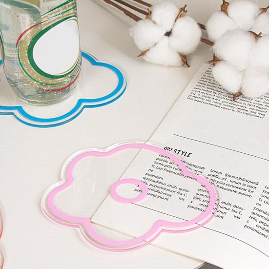 Acrylic Flower Coaster Heat-Resistant Scratch-resistant Cup Pads Non-Slip Cute Transparent Cup Mat for Kitchen Living Room Office