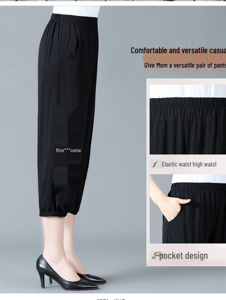 Mom's Summer Embroidered Cotton Linen Pants - Breathable Casual Fit for Women