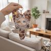 Cute Design Lace Leopard Print Cat Plush Keychain Vinyl Face Doll Pendant  Boys and Girls