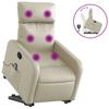 Massage Recliner with Rising Assistance Cream Artificial Leather