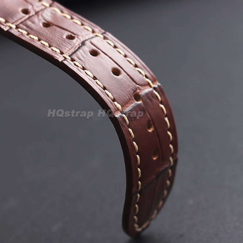 Crocodile Pattern Leather Watch Band 18mm 19mm 20mm 21mm 22mm Durable Calfskin Strap Stitching Waterproof Wristband for Omega