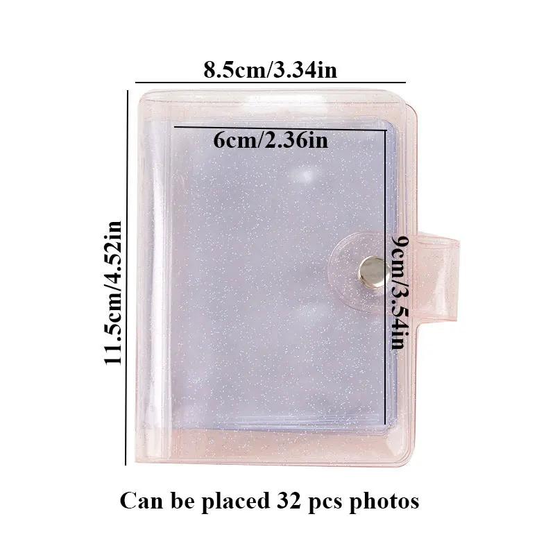 Cute Mini 3 Inch Transparent Instax Mini Album Sequin Jelly Color Photocard Holder 32 Photos Business Card Bag