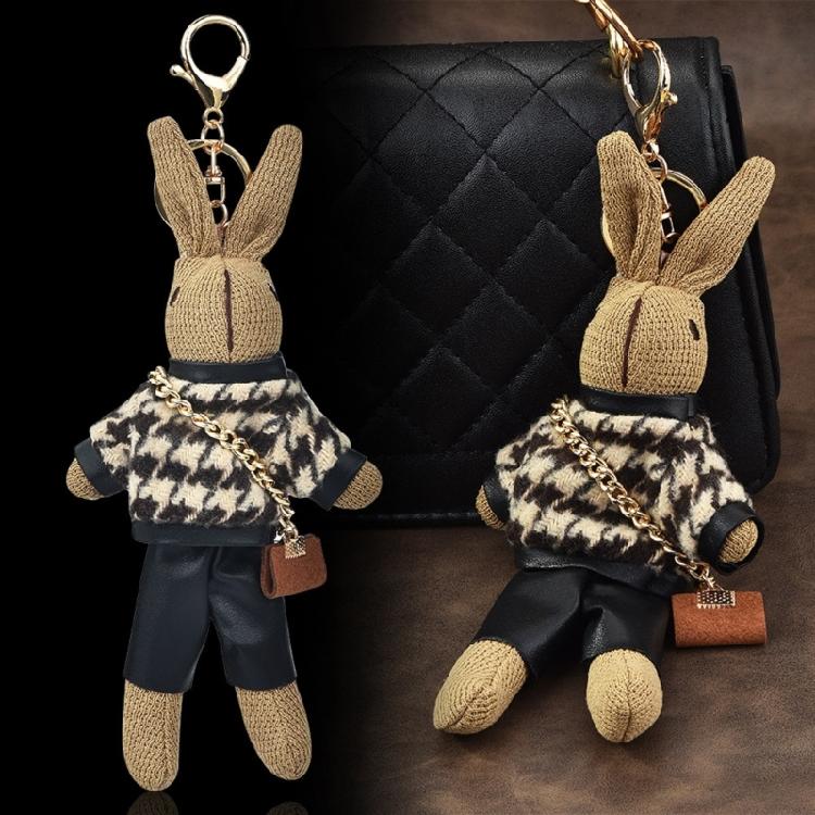 Delicate Play Dead Rabbit Doll Key Accessory Soft And Classical Pattern Backpack Pendant for Various Outfits