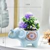 Creative Ceramic Elephant Succulent Planter with Drainage Hole Cute Mini Flower Pot Indoor Outdoor Desktop Garden Decor Ornament