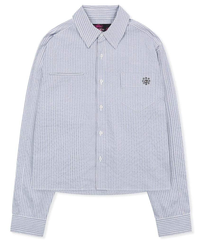 GLACK Gs016 Studded Point Crop Long Sleeve Shirt (Gray)