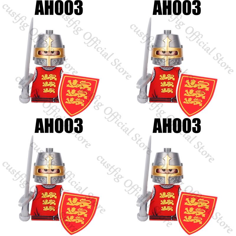 Mittelalterliche Militärsoldaten Figuren Bausteine Löwenherz Deutscher Ritter Waffe Infanterie Schild Helm Burg Hexe Steine Spielzeug