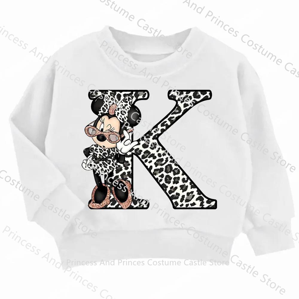 Children MINISO Minnie Hoodie Letter A B C D Kid Casual Clothes O-neck Pullover Little Baby Kawaii Cartoons Boy Girl Sweatshirts