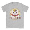 Mens Nyanko Sensei Neko Natsumes Book Of Friends T Shirts Anime Pure Cotton Clothing Vintage Tee Shirt Birthday Gift TShirts
