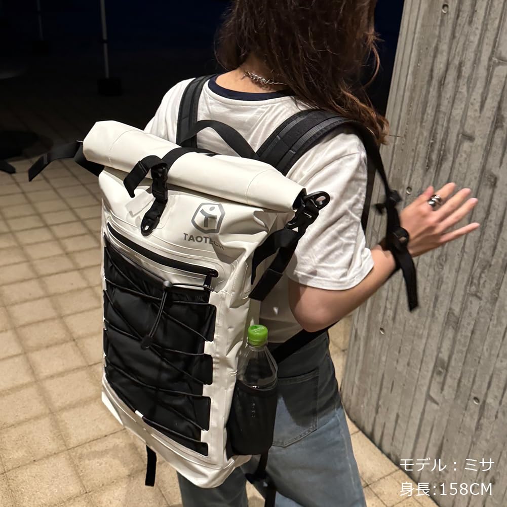 Waterproof Bag Rucksack Dry Bag Tarpaulin Back Cushion Sports Bag 30L Outdoor Large Capacity Unisex [TaoTech] (White, 30L)