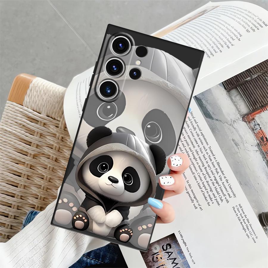 Cute Panda Funda Phone Cover Case for Samsung Galaxy S25 Note 20 8 9 10 S20 Ultra S26 S10 S9 S23 S24 Plus S21 FE