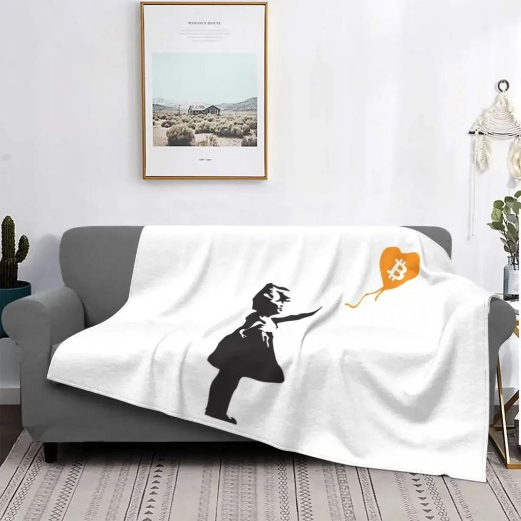 Bitcoin Astronaut Fishing Blanket Soft Flannel Fleece Warm BTC Hodl Space Cryptocurrency Throw Blankets for Bed Sofa Bedspreads