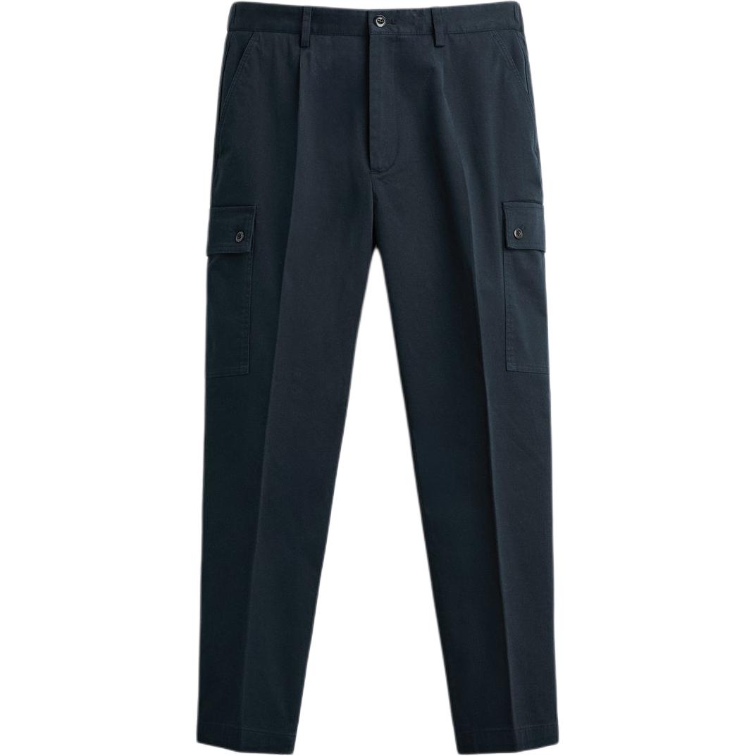 

Zara Solid Color Slim Fit Washed Pleated Casual Pants Men bottoms Blue 4505489-401 M