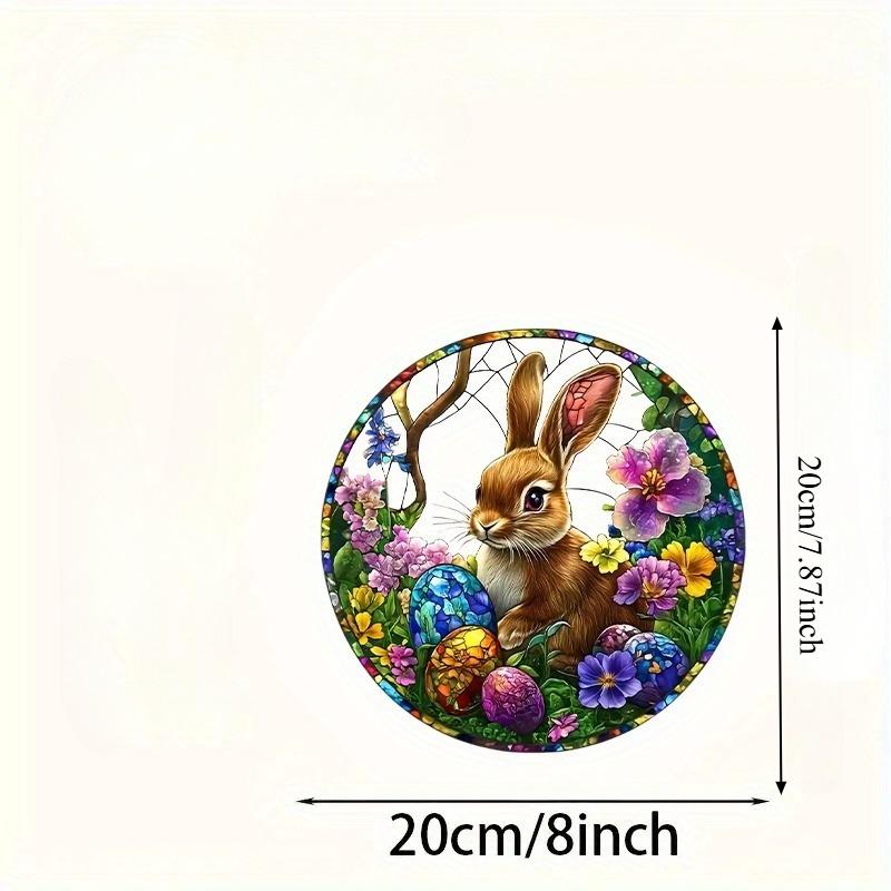 2D Flat Easter Flat Rabbit Acrylic Sign, Hand-painted Egg Catcher Design, Suitable for Wall Decoration, Porch, Room, Villa, Accents Home, Hallway, or