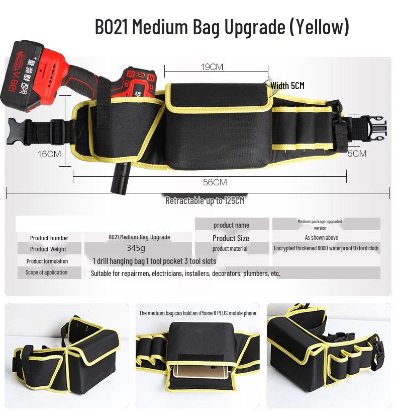 Thickened Canvas Multi-Tool Waist Bag with Large and Small Pockets for Electricians