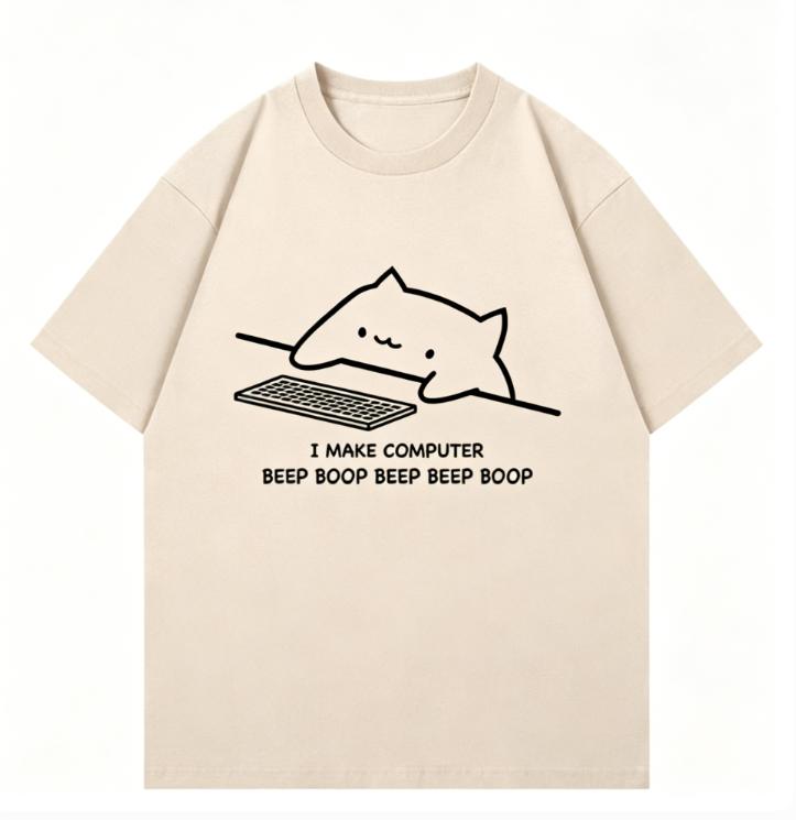 Summer Unisexs Pure Cotton ShortSleeved Shirt with Fun IT Cat Print Short Sleeve Lazy Tshirt Moisture Wicking Graphic T Shirts