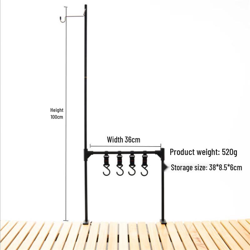 OEING Aluminum Outdoor Camping Table Shelf with Lamp Stand Standard