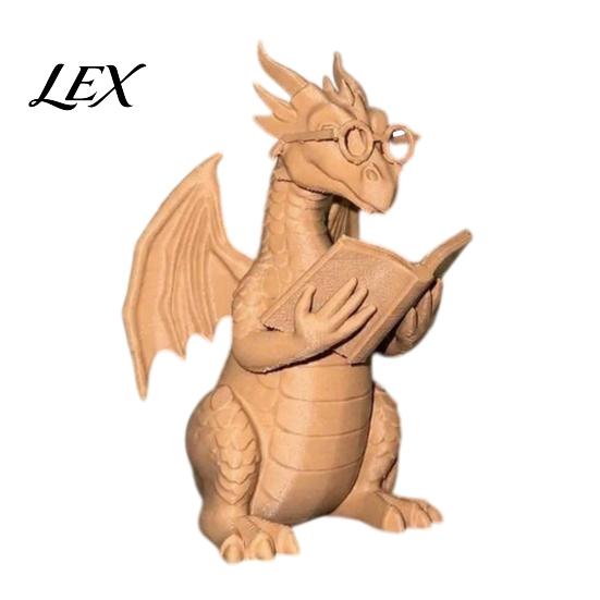 Creative Gift for Teachers Reading Dragon Figurine with Glasses, Statue, 3D Printed Whimsical Desk Accessory Bookshelf Decor, Desktop Ornament,