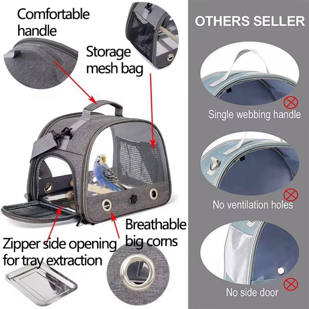Stainless Steel Tray Bird Travel Carrier Foldable Hamster Carrier Parakeet Collapsible Bag  Hiking