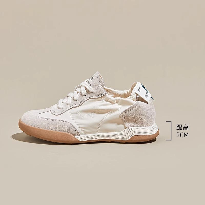 Dexun Shoes Women's Ballet Spring and Summer 2025 Thin Breathable Student White Shoes Sports and Leisure Inner Height-increasing Board Shoes