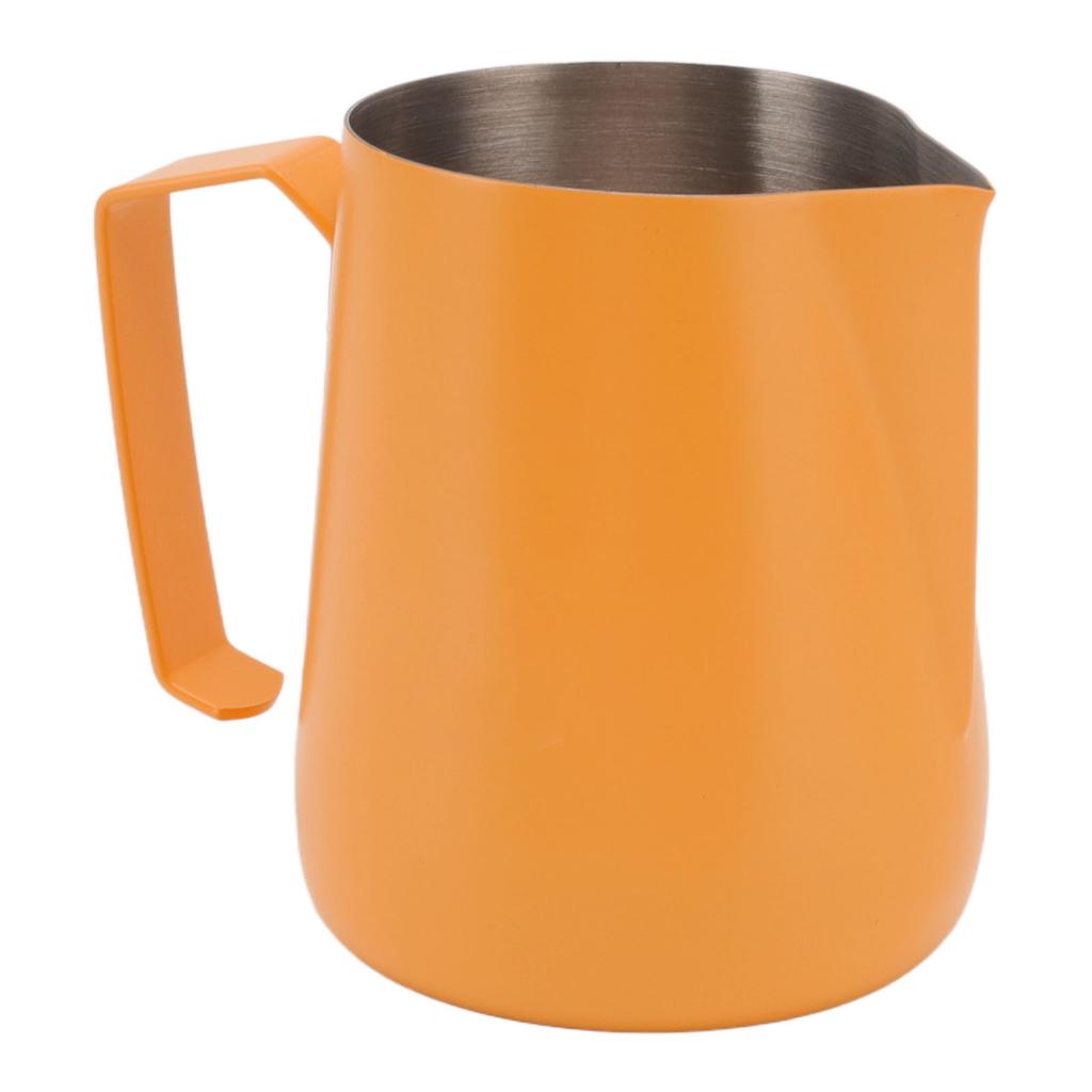 450ml Milk Frothing Pitcher 304 Stainless Steel Steaming Pitcher Milk Frother Pitcher for Coffee Shop Home Orange