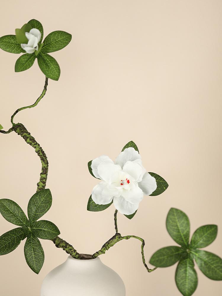 Minimalist Zen Azalea Arrangement: High-End Artificial Potted Plant for Living Room Decor