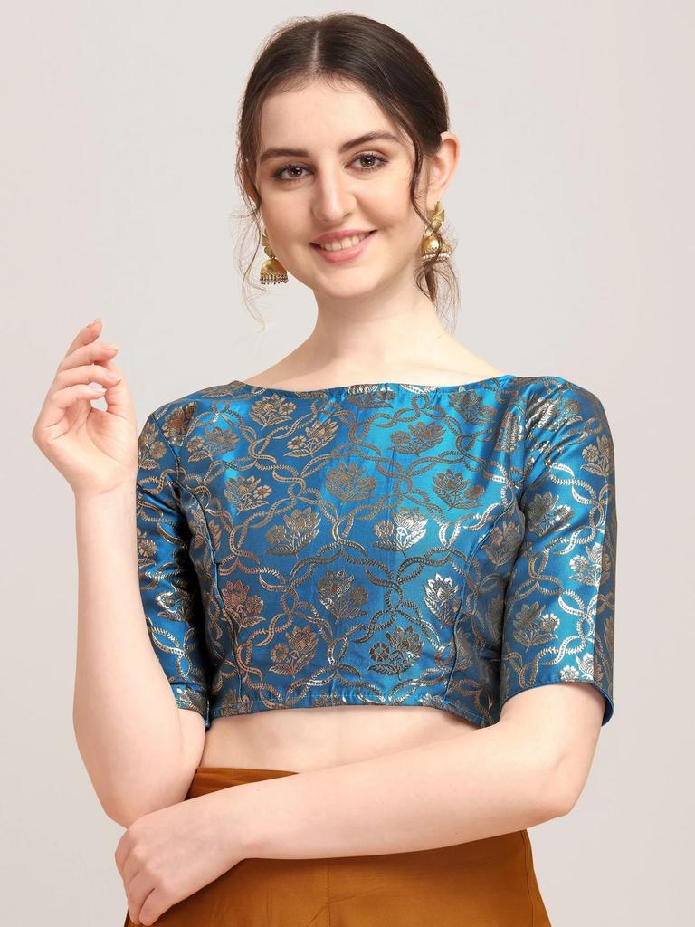 Indian Pakistani Designer Choli Women's Party Wear Ready Made Jacquard Blouse