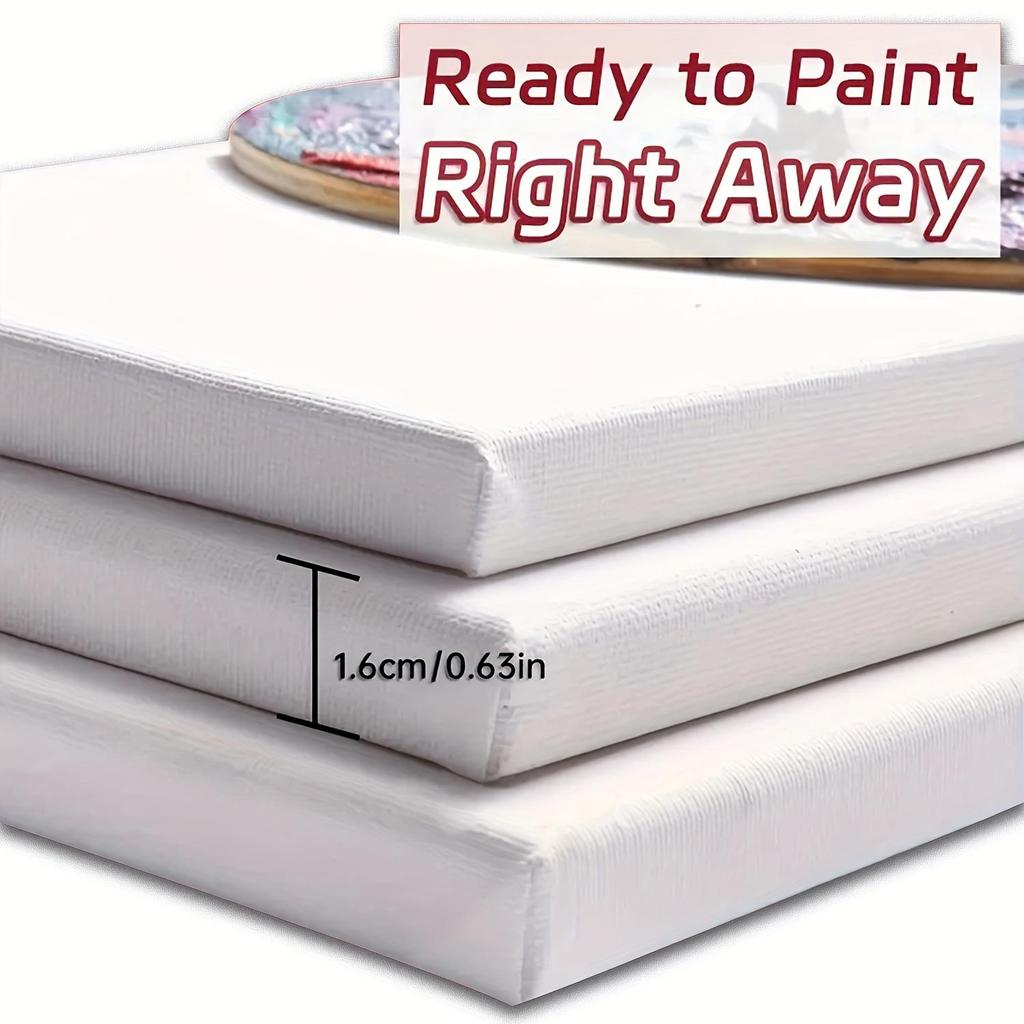 4 ks 8x10"" balenie vopred natiahnutého plátna – Profesionálne štvorcové plátna zo 100 % bavlny – Trojitý základný náter na maľovanie – Ldeal pre umelcov a hobby